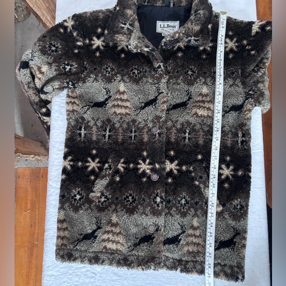 Vintage 90’s LL Bean Nordic Reindeer Button Front Fleece Jacket Size Small - Picture 12 of 15